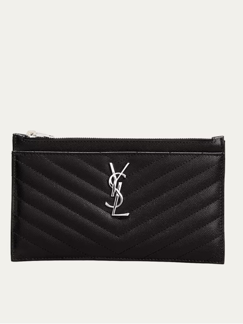 YSL Monogram Small Ziptop Bill Pouch in Grained Leather
